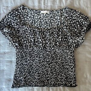 Floral Black and White Women's Top